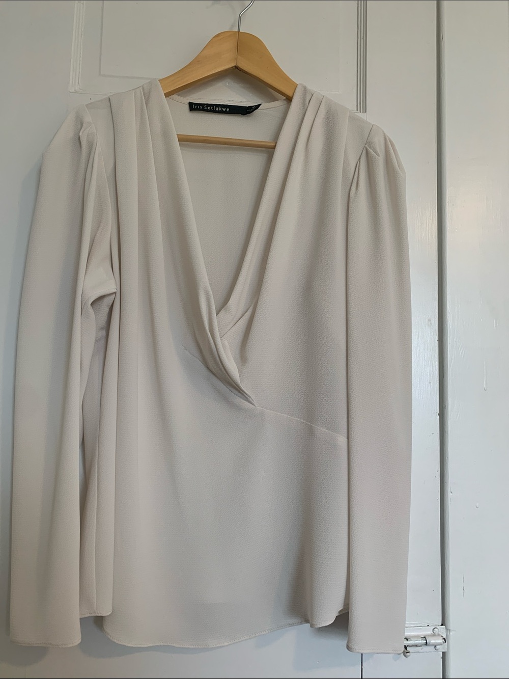 Iris Setlakwe Drape Neck Blouse in Light Cream
